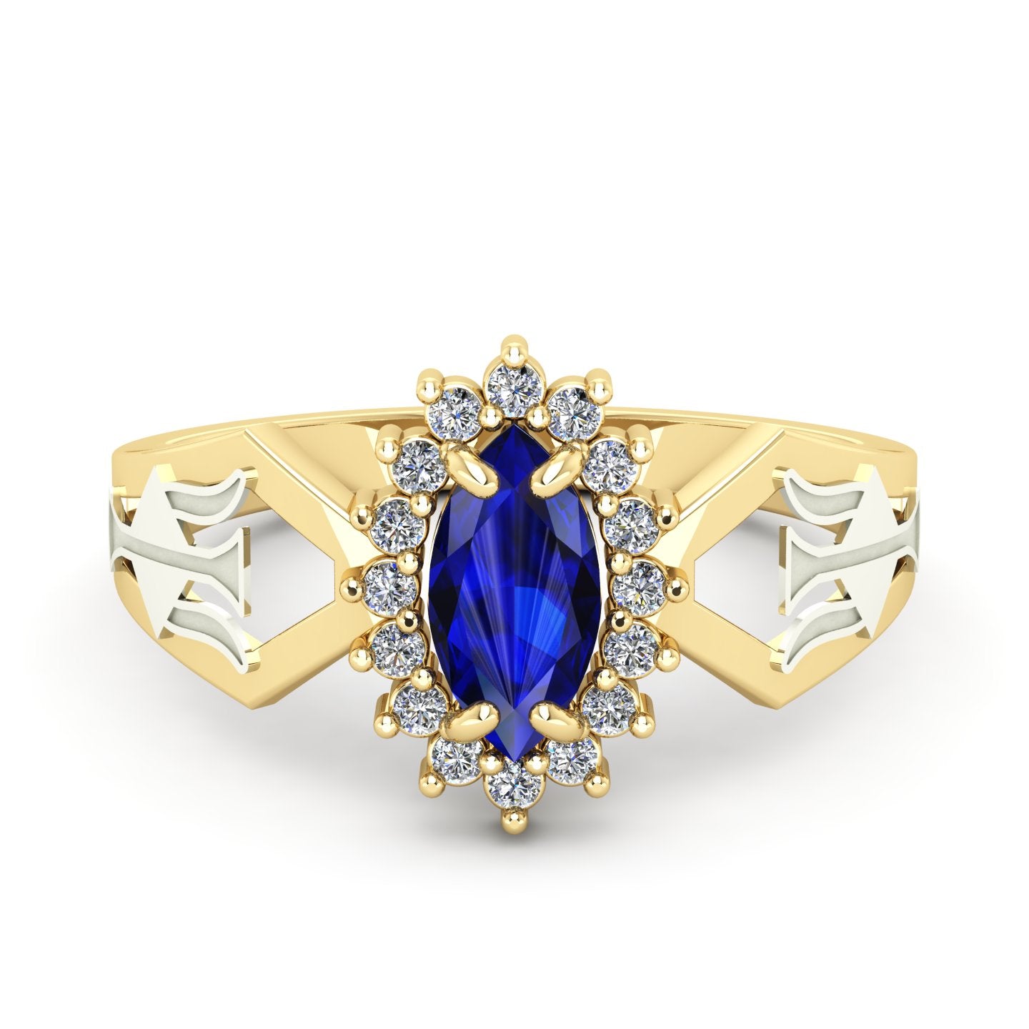 Anel de Formatura de Recursos Humanos Lovely V Ouro 18k