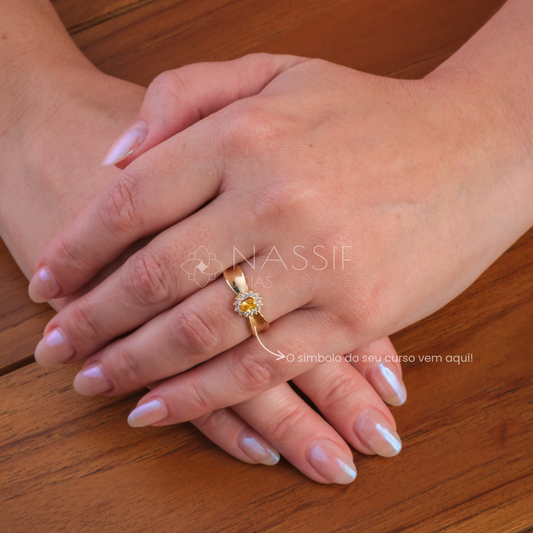 Anel de Formatura de Farmácia Sovereign Ouro 18k