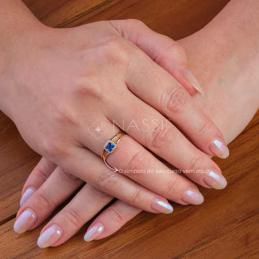 Anel de Formatura de Administração Small Square Ouro 18k