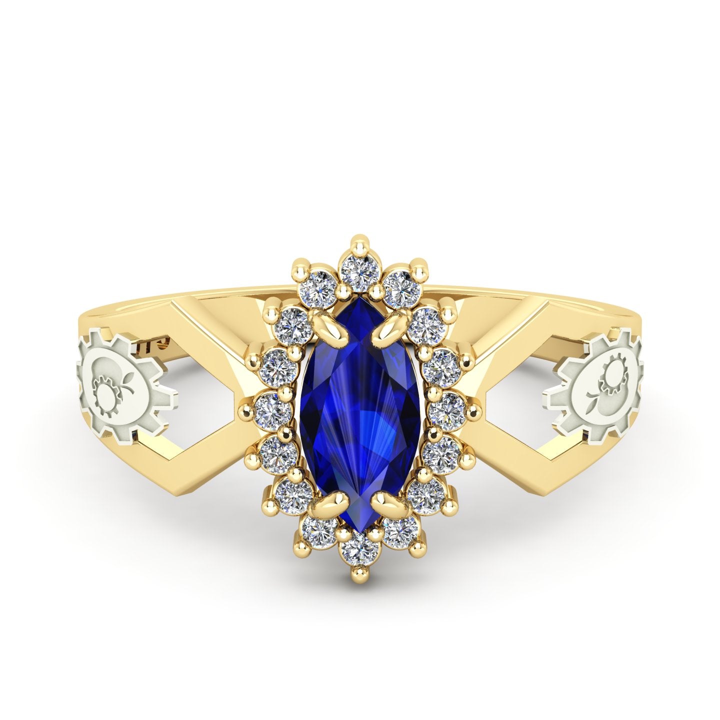 Anel de Formatura de Engenharia de Alimentos Lovely V Ouro 18k