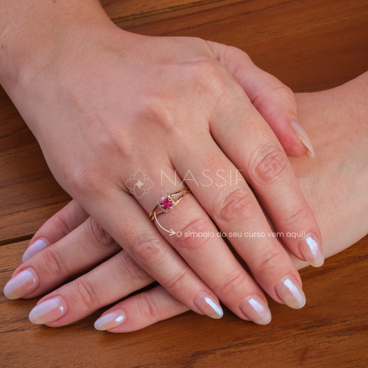 Anel de Formatura de Direito Small Square Ouro 18k