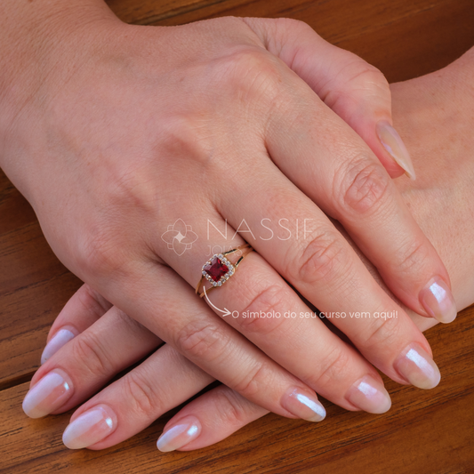 Anel de Formatura de Odontologia Big Square Ouro 18k