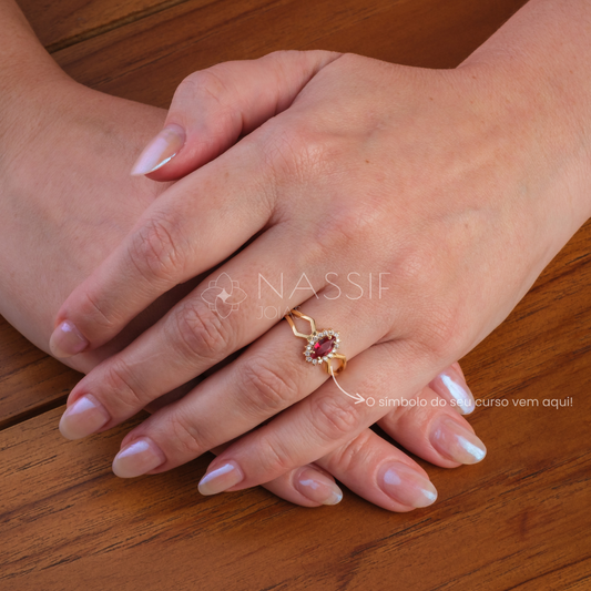 Anel de Formatura de Direito Lovely V Ouro 18k