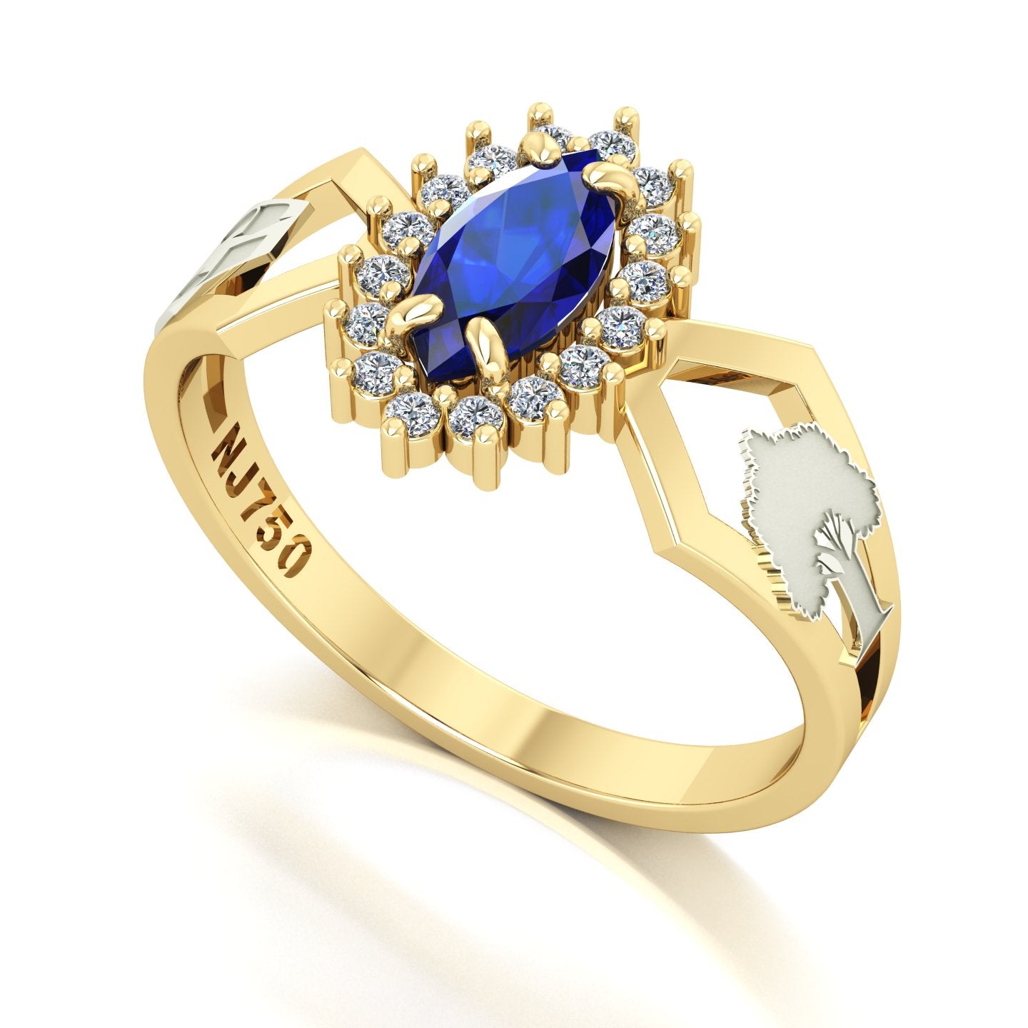 Anel de Formatura de Engenharia Ambiental Lovely V Ouro 18k