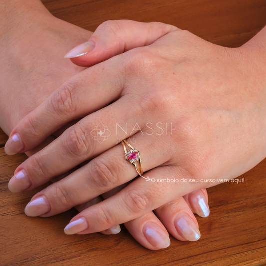 Anel de Formatura Direito Virtus Ouro 18k