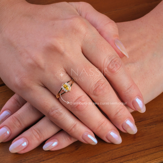 Anel de Formatura Radiologia Virtus Ouro 18k