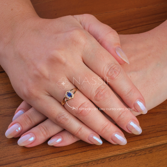 Anel de Formatura Matemática Virtus Ouro 18k