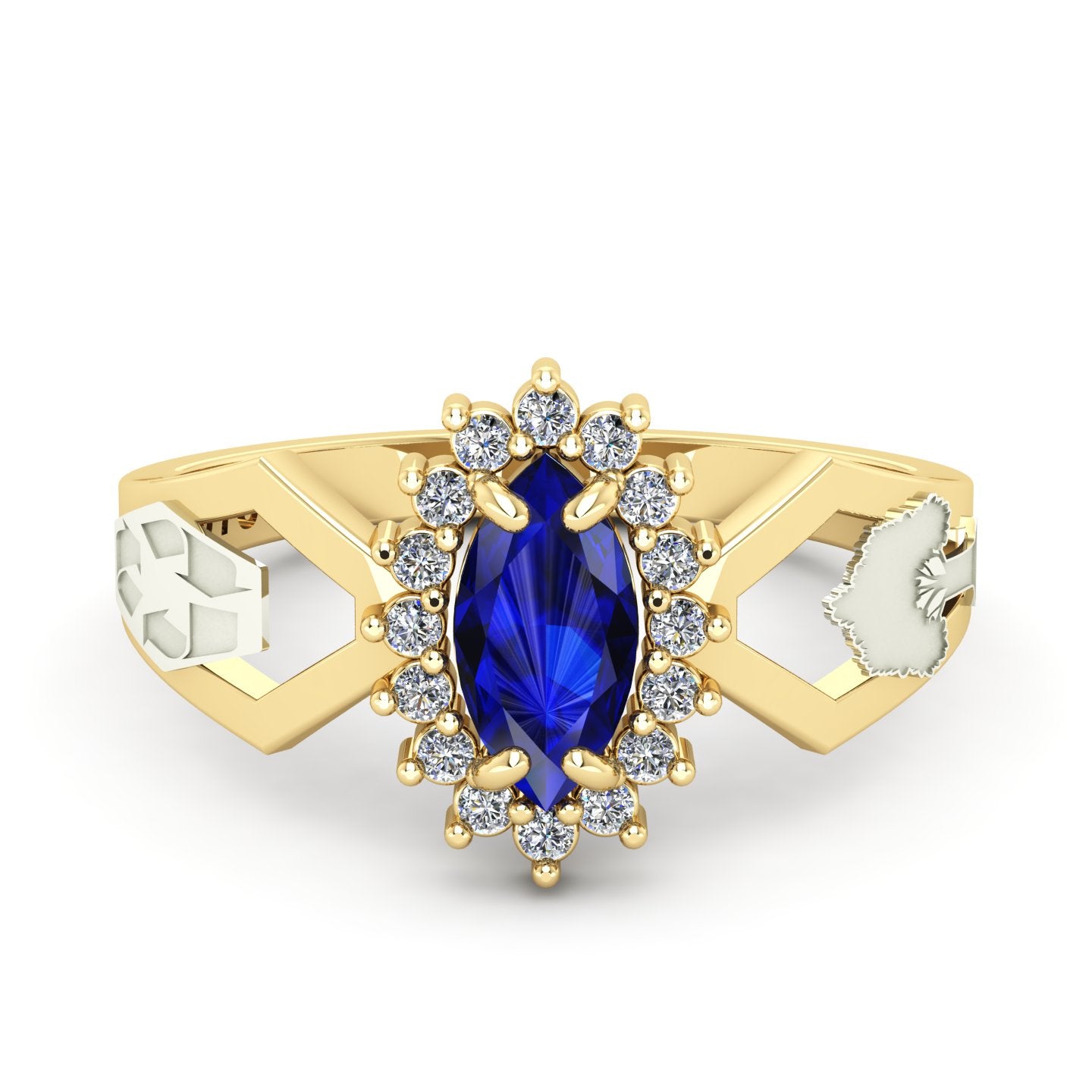 Anel de Formatura de Engenharia Ambiental Lovely V Ouro 18k