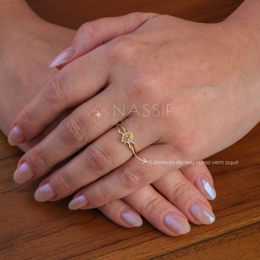 Anel de Formatura de Radiologia Lovely III Ouro 18k