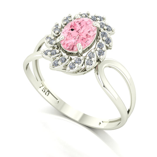 Anel Magnus Flos Turmalina Rosa e Diamantes Naturais Ouro 18k