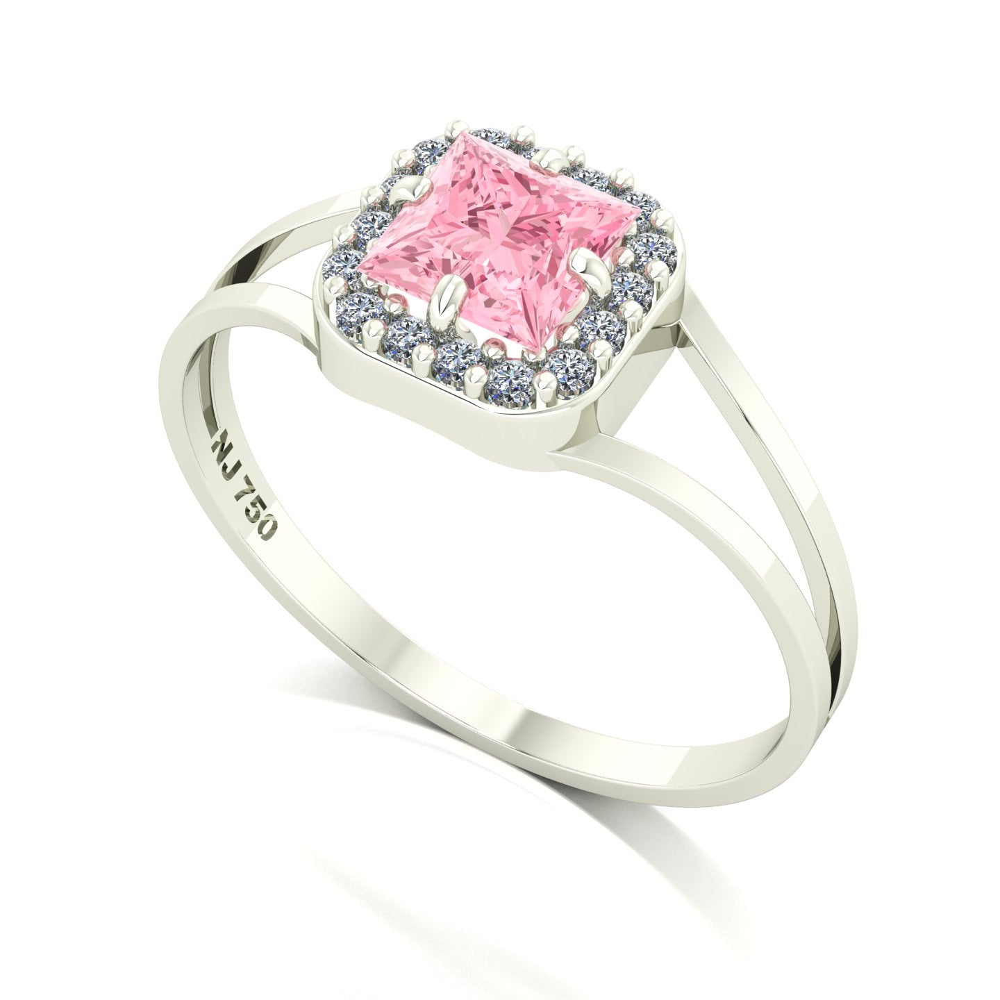 Anel Big Square Turmalina Rosa e Diamantes Naturais Ouro 18k