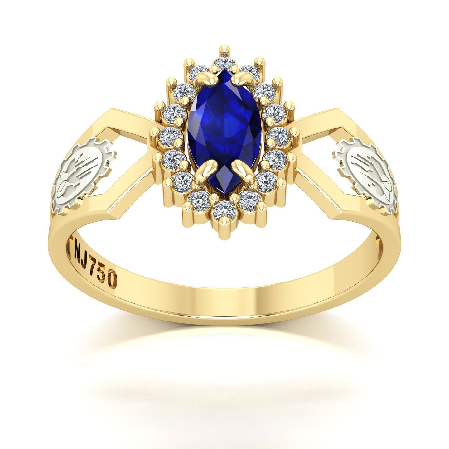 Anel de Formatura de Engenharia Química Lovely V Ouro 18k
