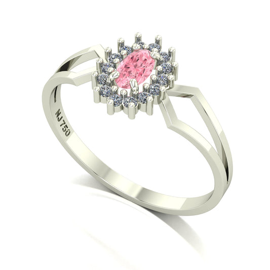 Anel Lovely IV Turmalina Rosa e Diamantes Ouro 18k