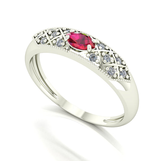 Anel Classic Rubi e Diamantes Naturais Ouro 18k