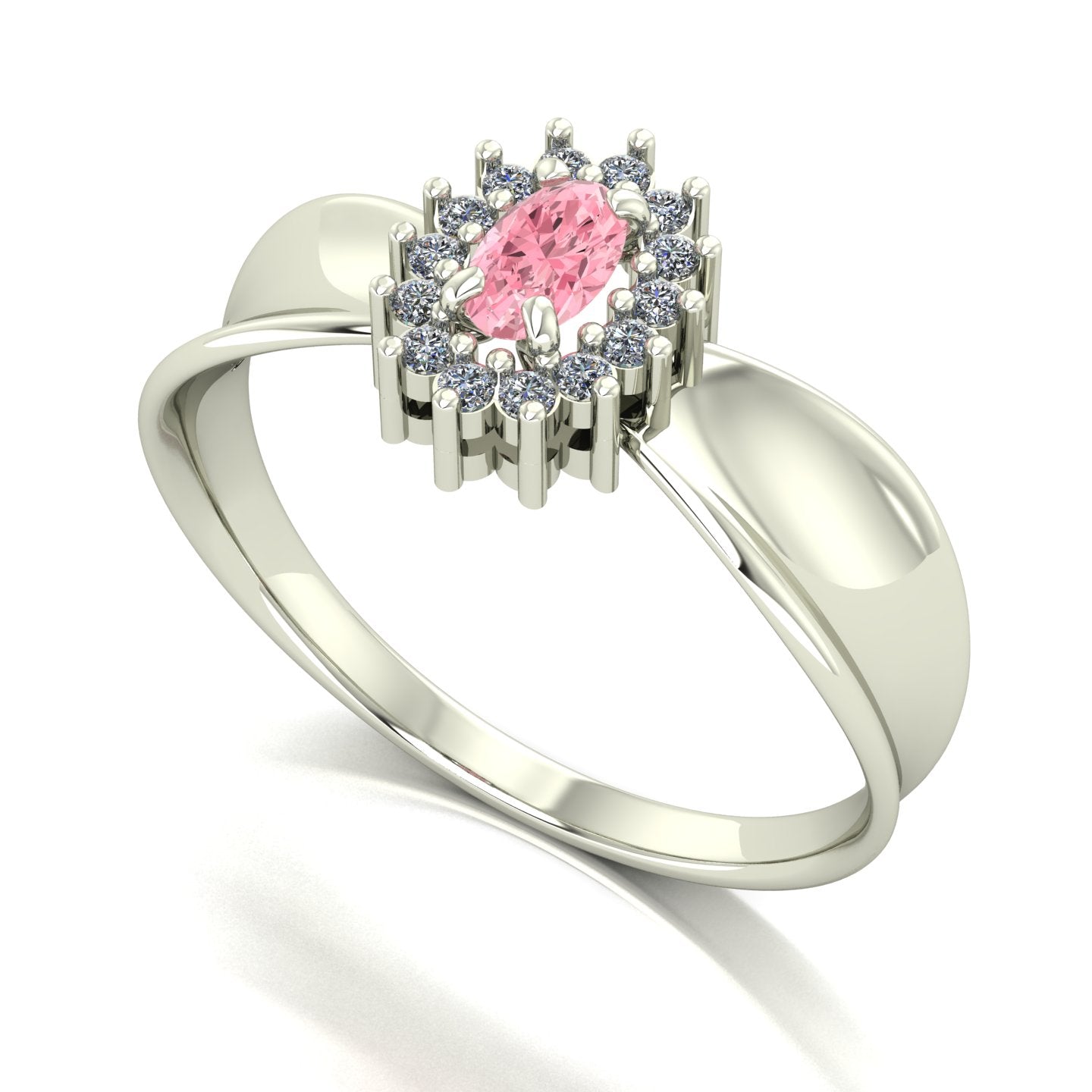 Anel Sovereign Turmalina Rosa e Diamantes Ouro 18k