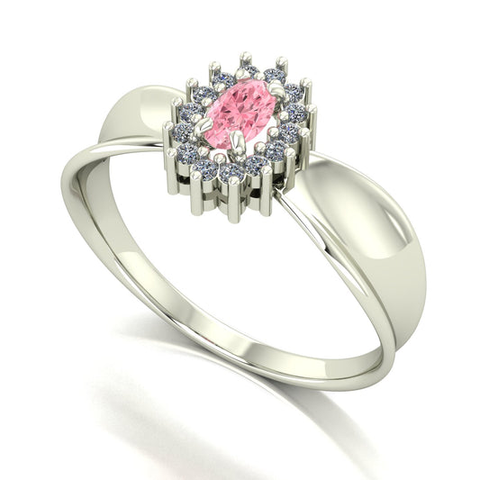 Anel Sovereign Turmalina Rosa e Diamantes Ouro 18k