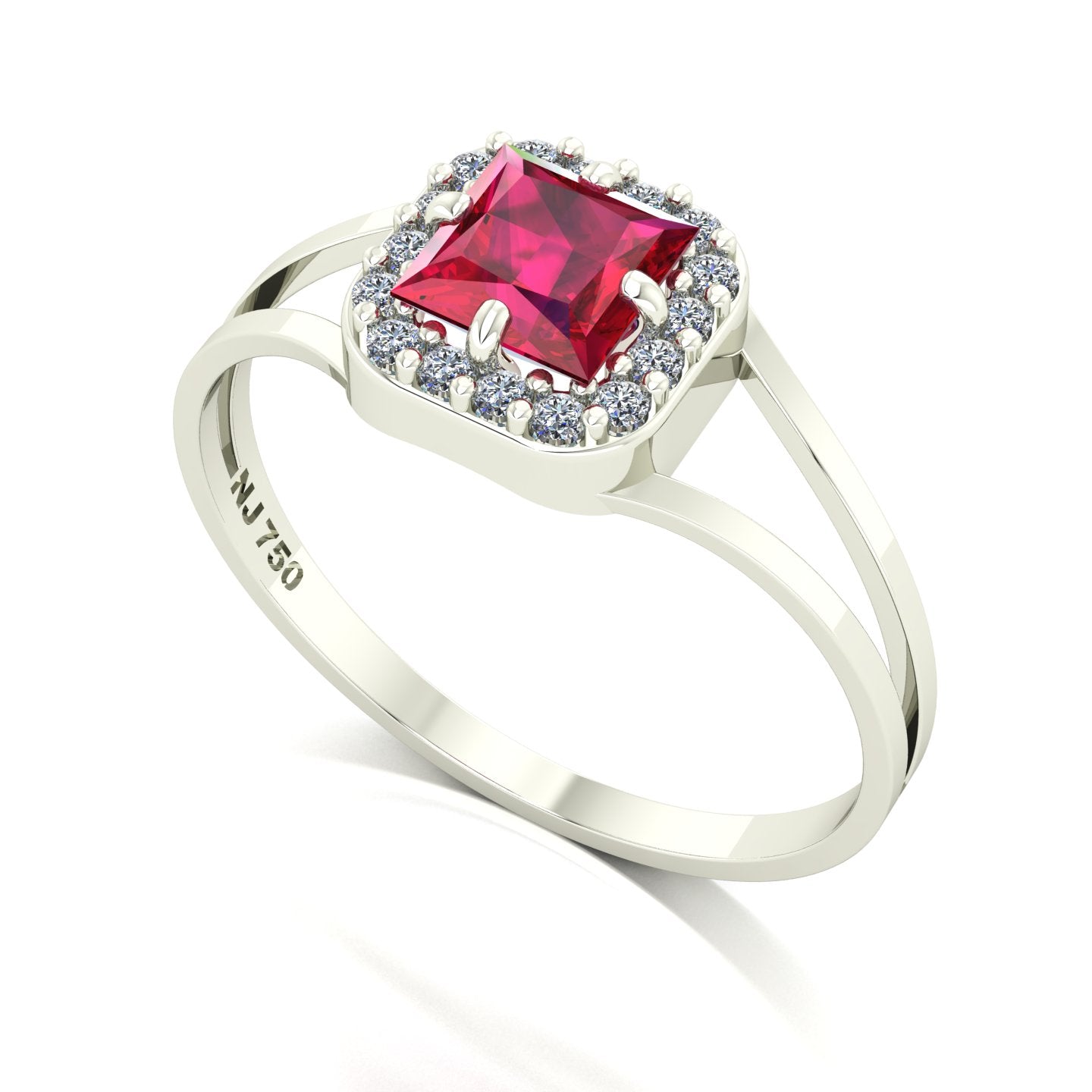 Anel Big Square Rubi e Diamantes Naturais Ouro 18k