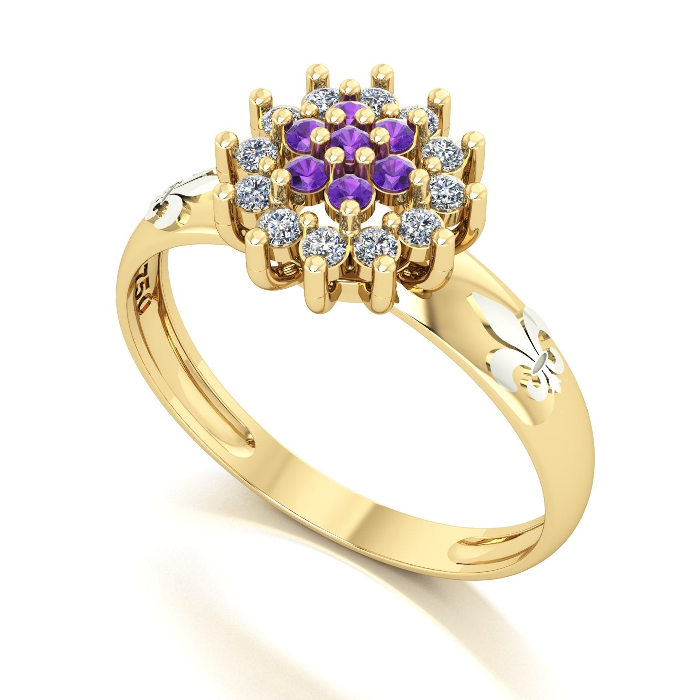 Anel de Formatura de Letras Flower Ouro 18k