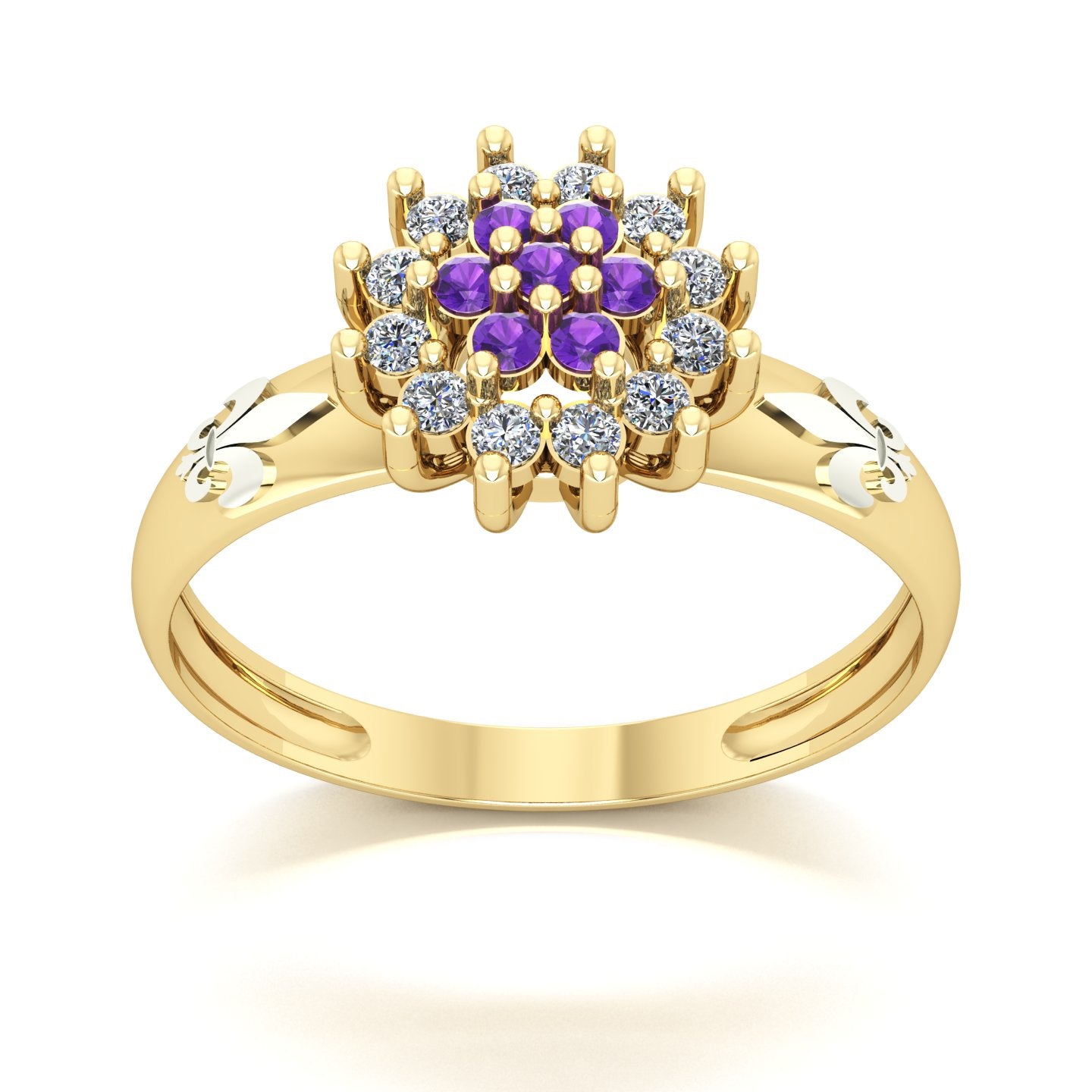 Anel de Formatura de Letras Flower Ouro 18k