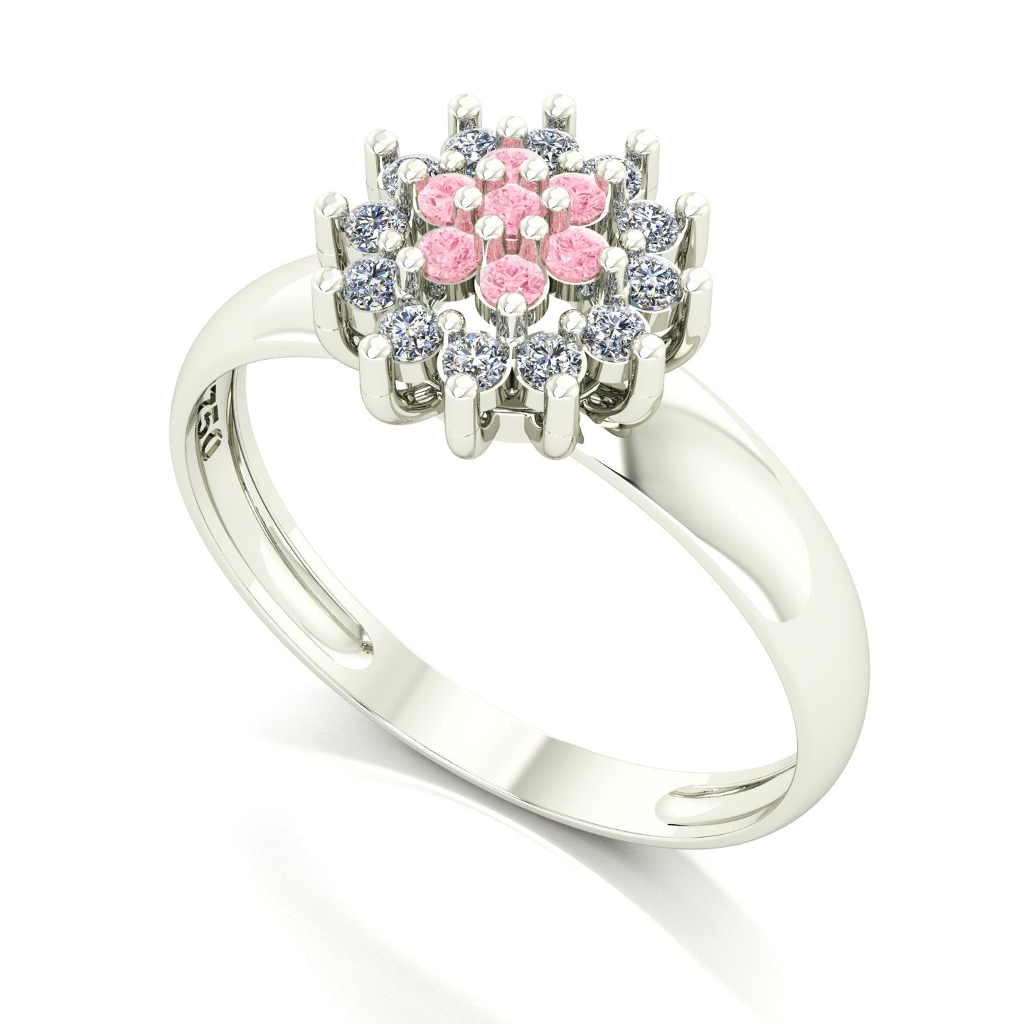 Anel Flower Turmalina Rosa e Diamantes Ouro 18k