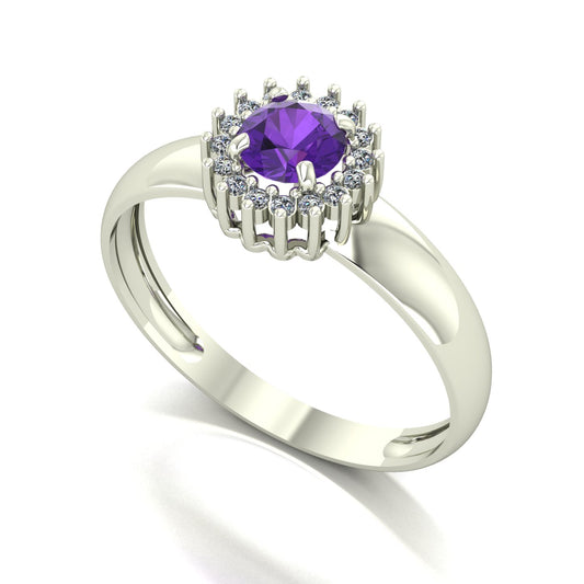 Anel Majestic Ametista e Diamantes Naturais Ouro 18k