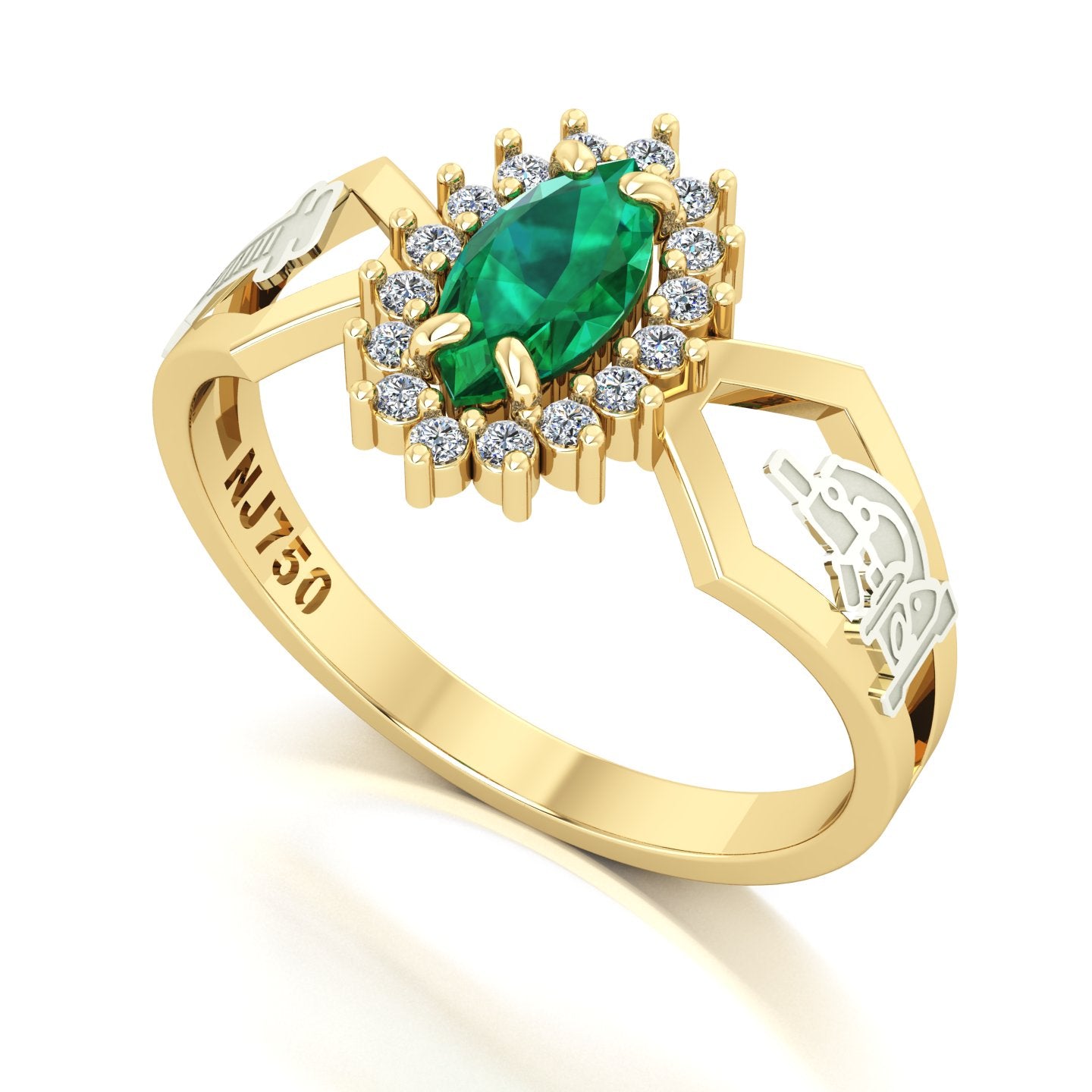 Anel de Formatura de Biomedicina Lovely V Ouro 18k