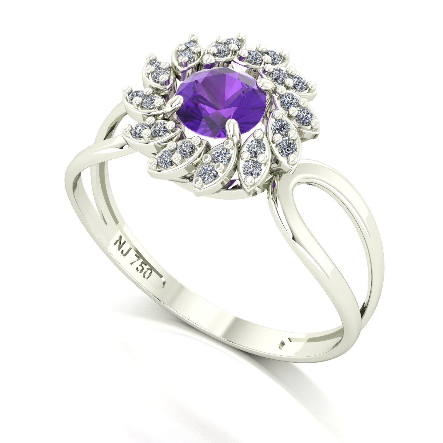 Anel Magnus Flos II Ametista e Diamantes Naturais Ouro 18k