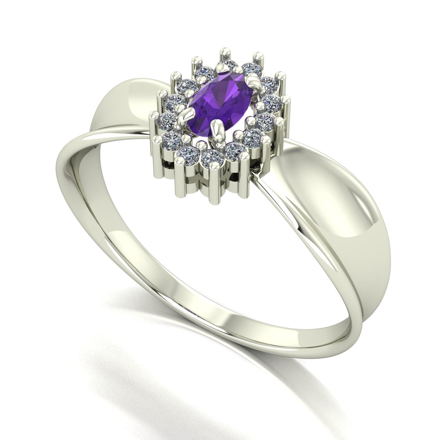 Anel Sovereign Ametista e Diamantes Ouro 18k