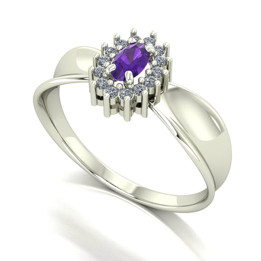 Anel Sovereign Ametista e Diamantes Ouro 18k