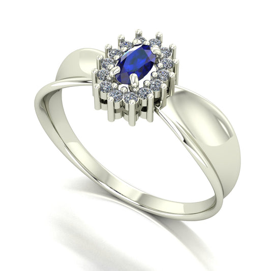 Anel Sovereign Safira e Diamantes Ouro 18k