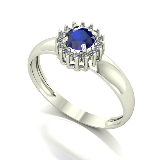 Anel Majestic Safira e Diamantes Naturais Ouro 18k