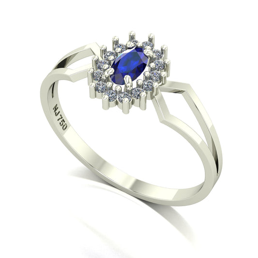 Anel Lovely IV Safira e Diamantes Ouro 18k