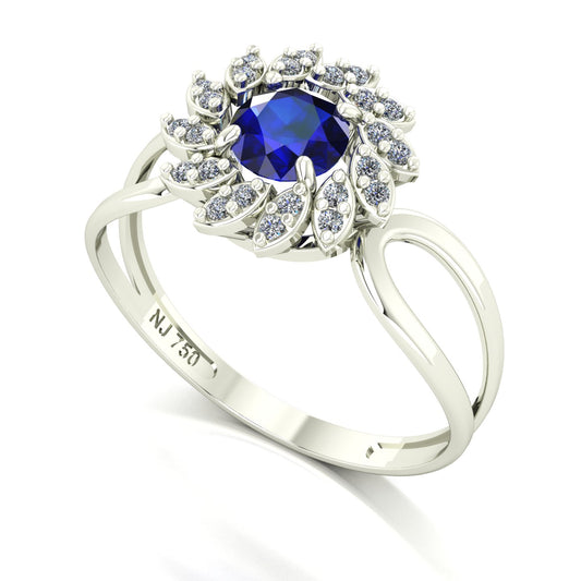 Anel Magnus Flos II Safira e Diamantes Naturais Ouro 18k