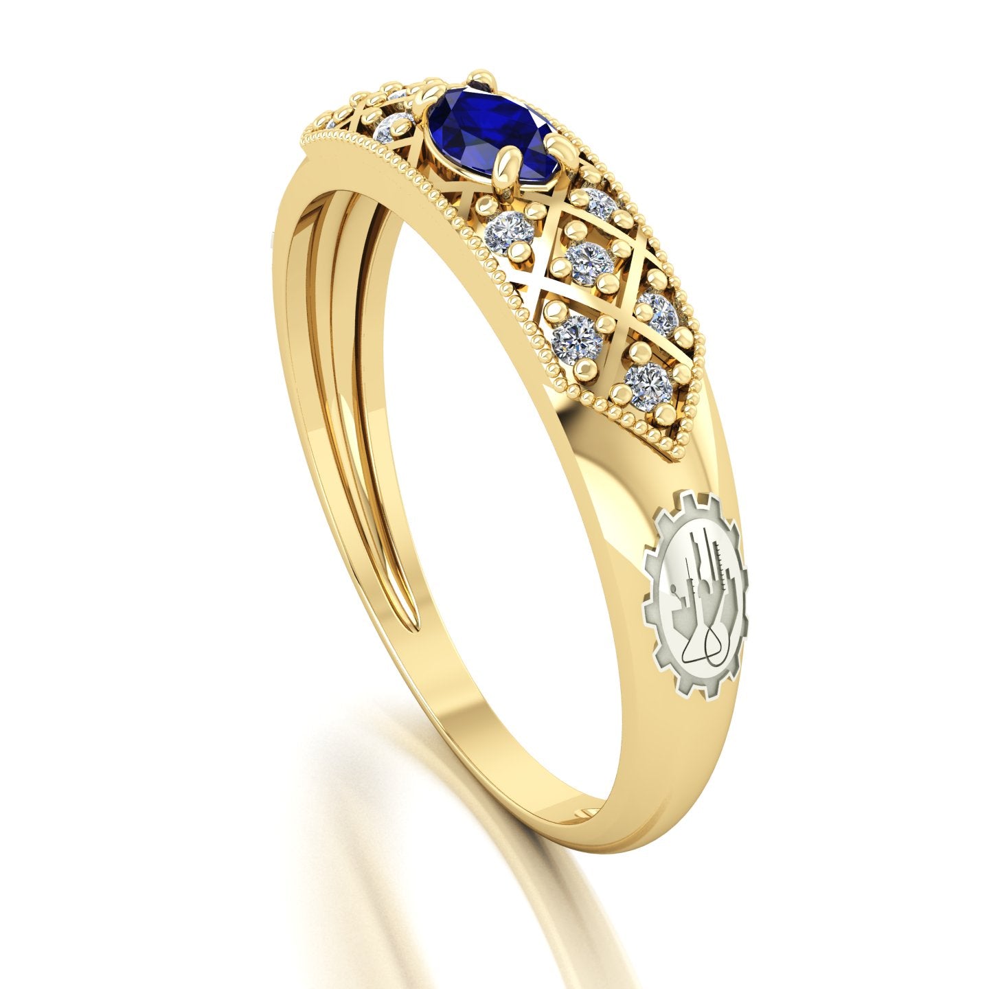 Anel de Formatura de Engenharia Química Classic Ouro 18k