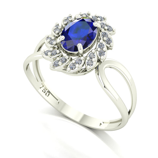 Anel Magnus Flos Safira e Diamantes Naturais Ouro 18k