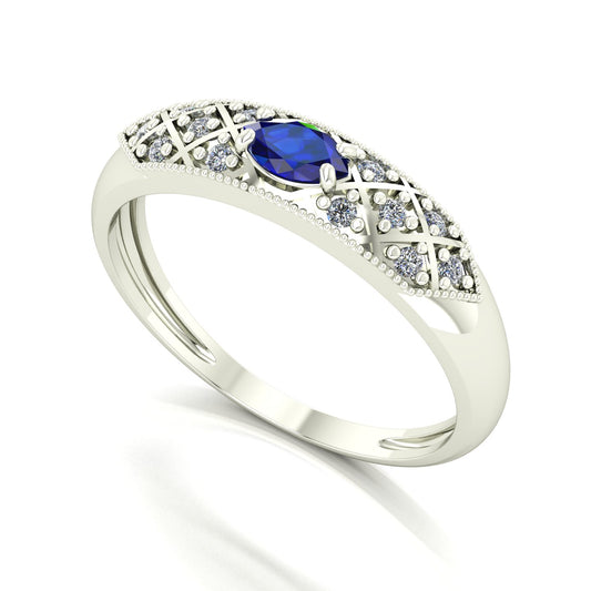 Anel Classic Safira e Diamantes Naturais Ouro 18k