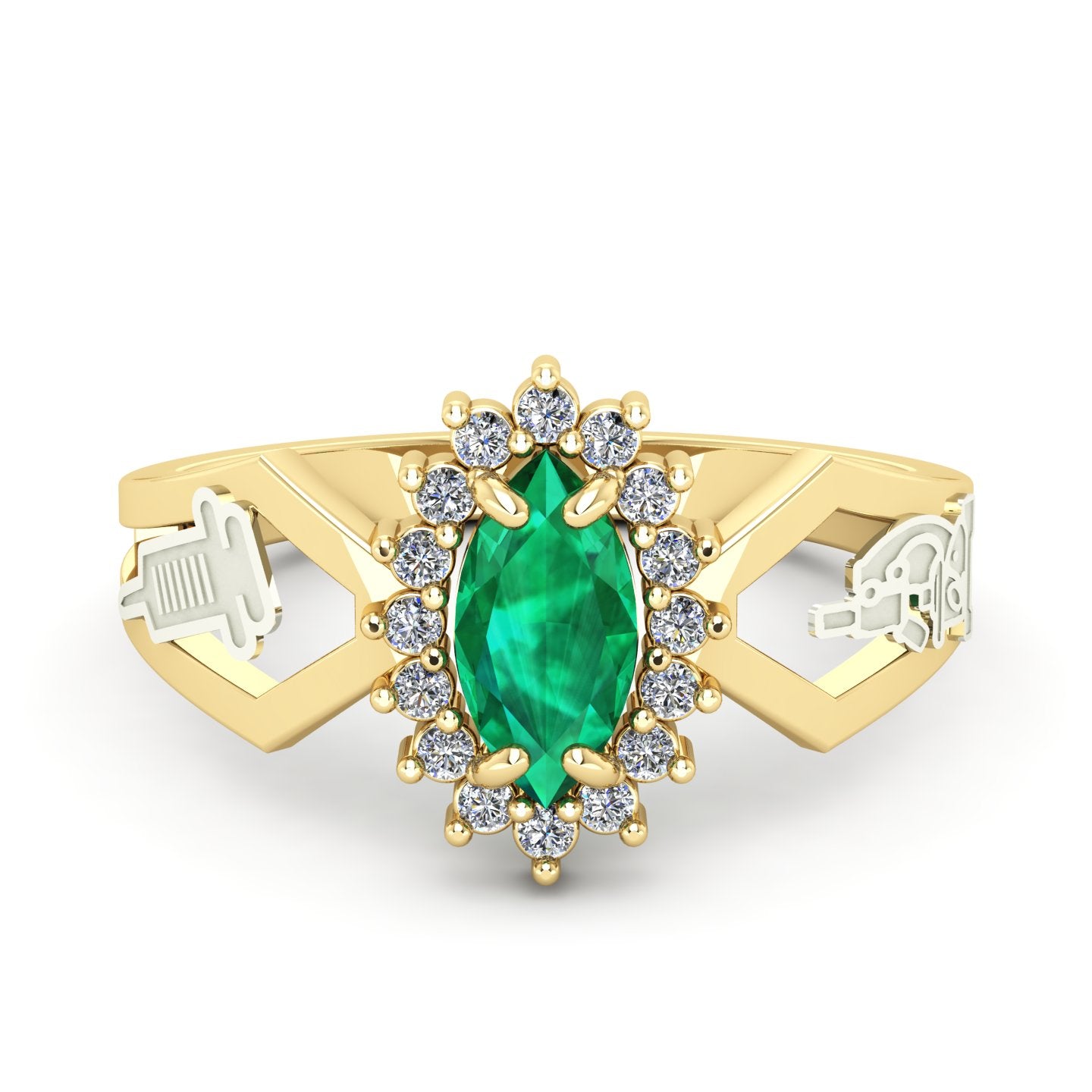 Anel de Formatura de Biomedicina Lovely V Ouro 18k