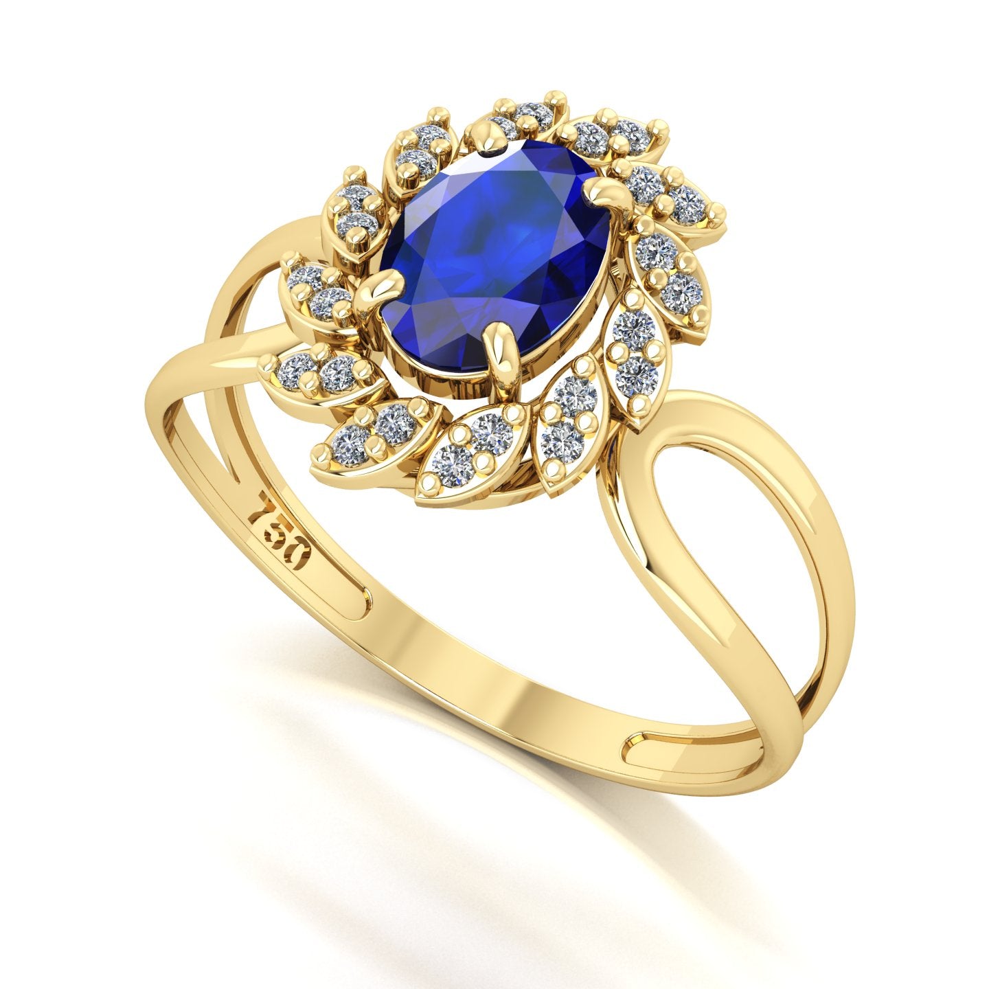 Anel Magnus Flos Safira e Diamantes Naturais Ouro 18k