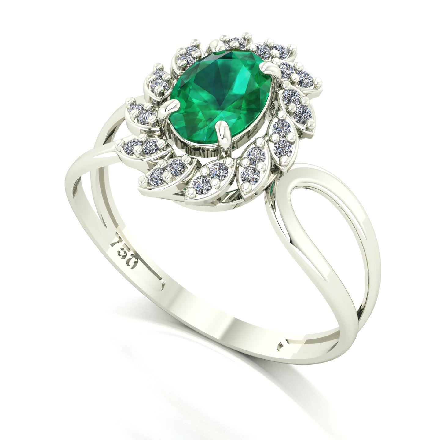 Anel Magnus Flos Esmeralda e Diamantes Naturais Ouro 18k