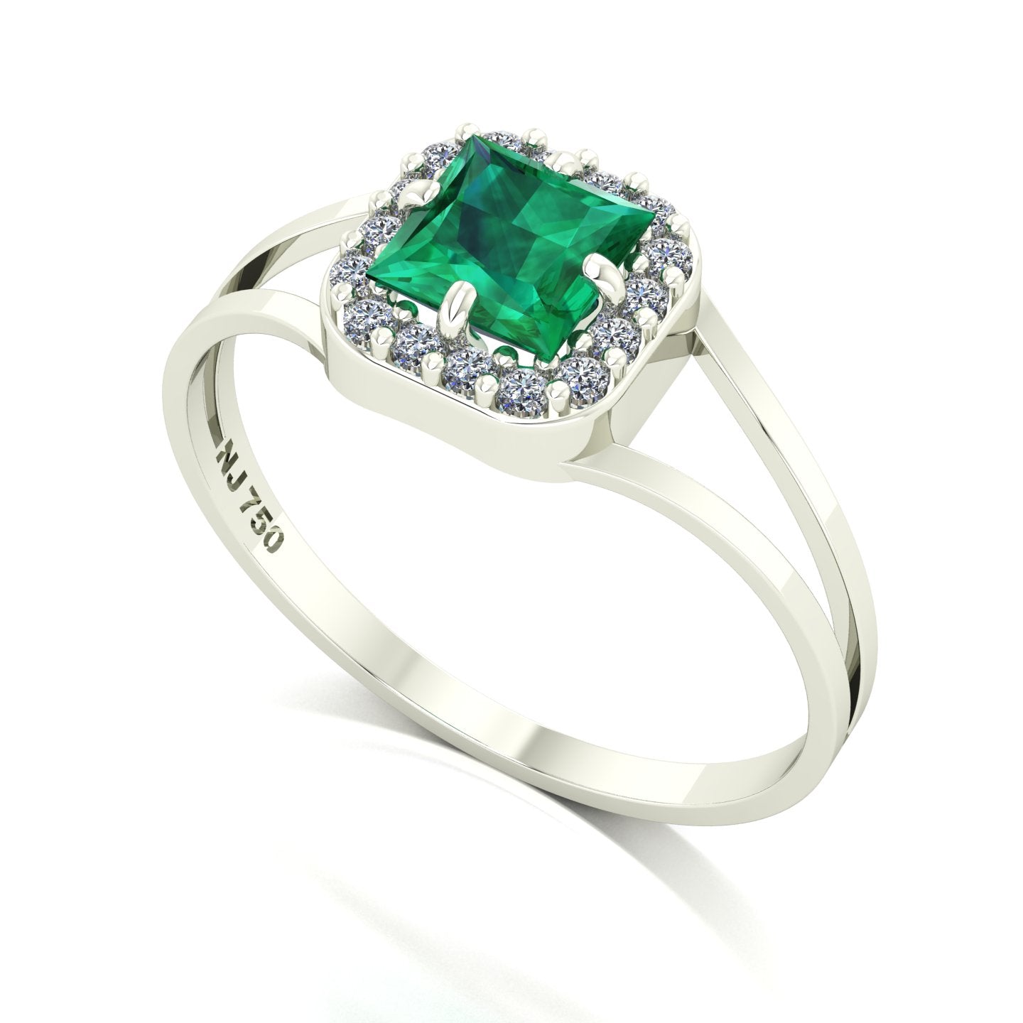 Anel Big Square Esmeralda Ouro 18k