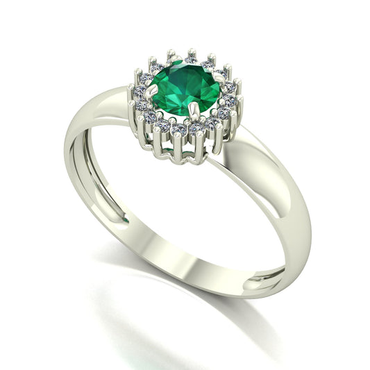 Anel Majestic Esmeralda e Diamantes Naturais Ouro 18k