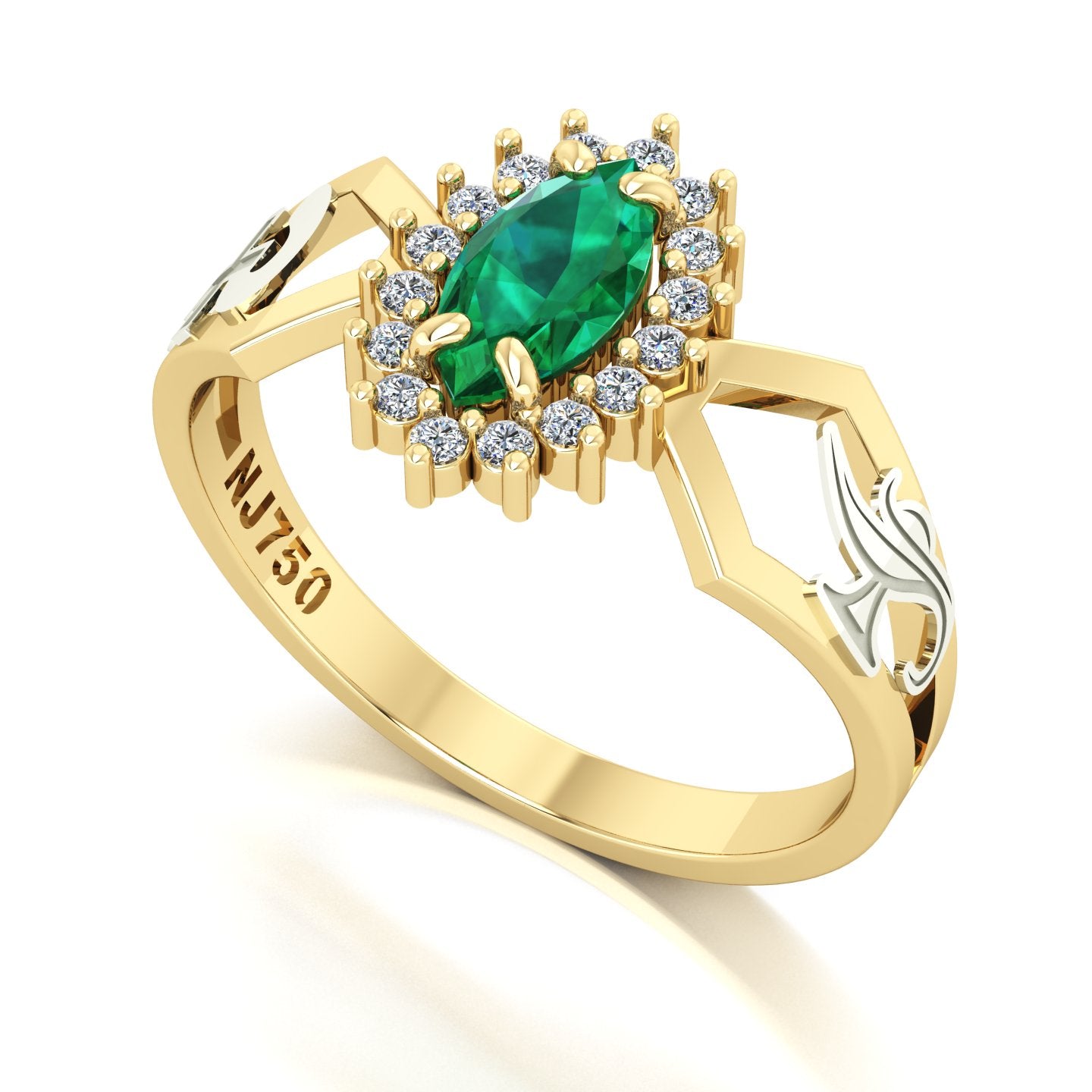 Anel de Formatura de Enfermagem Lovely V Ouro 18k