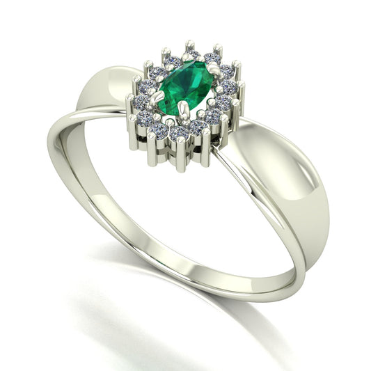 Anel Sovereign Esmeralda e Diamantes Ouro 18k