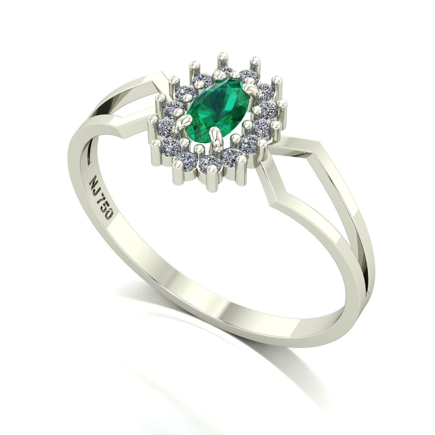 Anel Lovely IV Esmeralda e Diamantes Ouro 18k