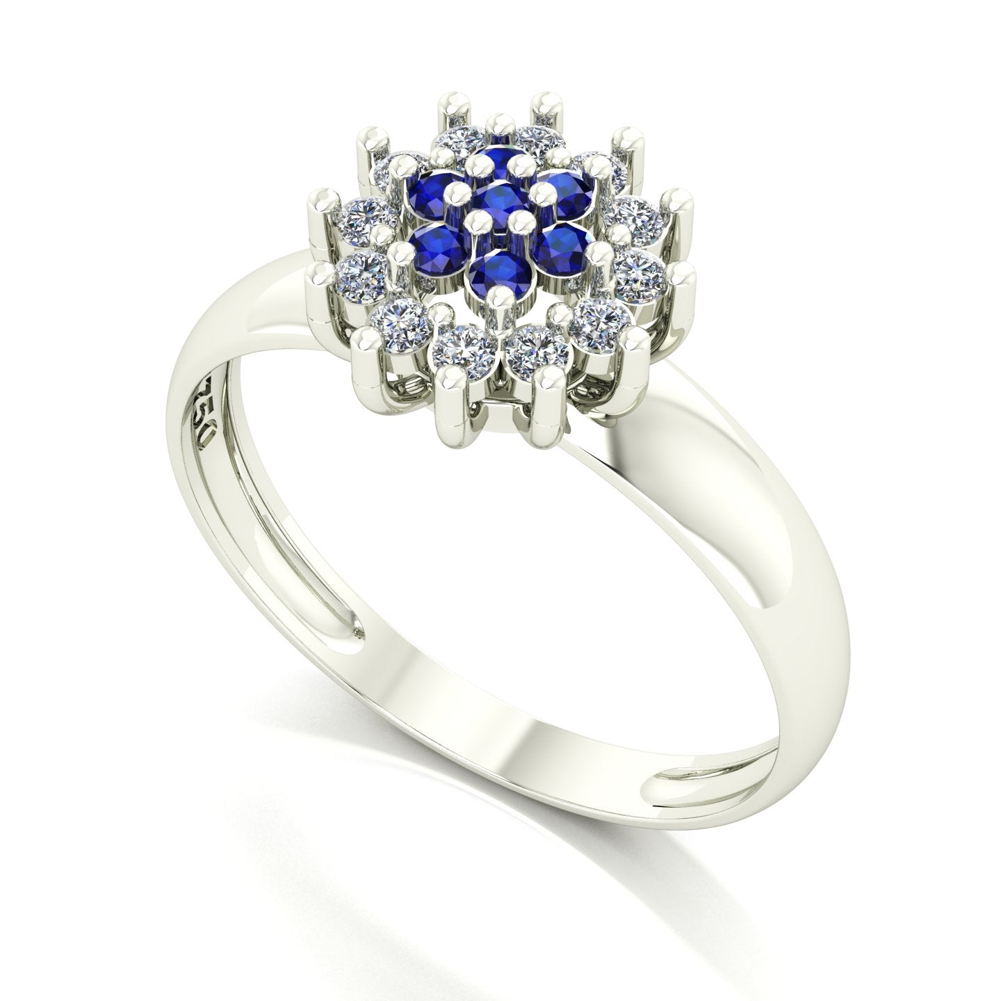 Anel Flower Safira e Diamantes Ouro 18k