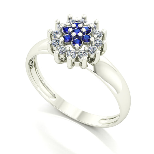 Anel Flower Safira e Diamantes Ouro 18k