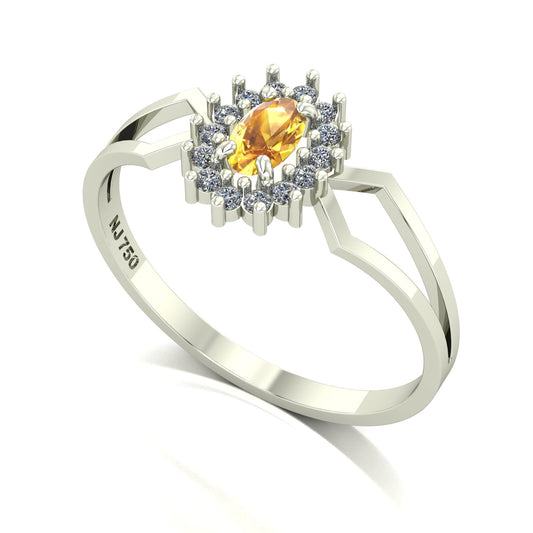 Anel Lovely IV Citrino e Diamantes Ouro 18k