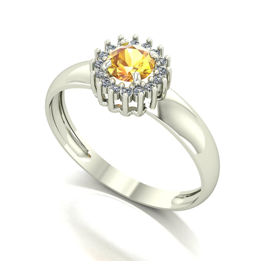 Anel Majestic Citrino e Diamantes Naturais Ouro 18k
