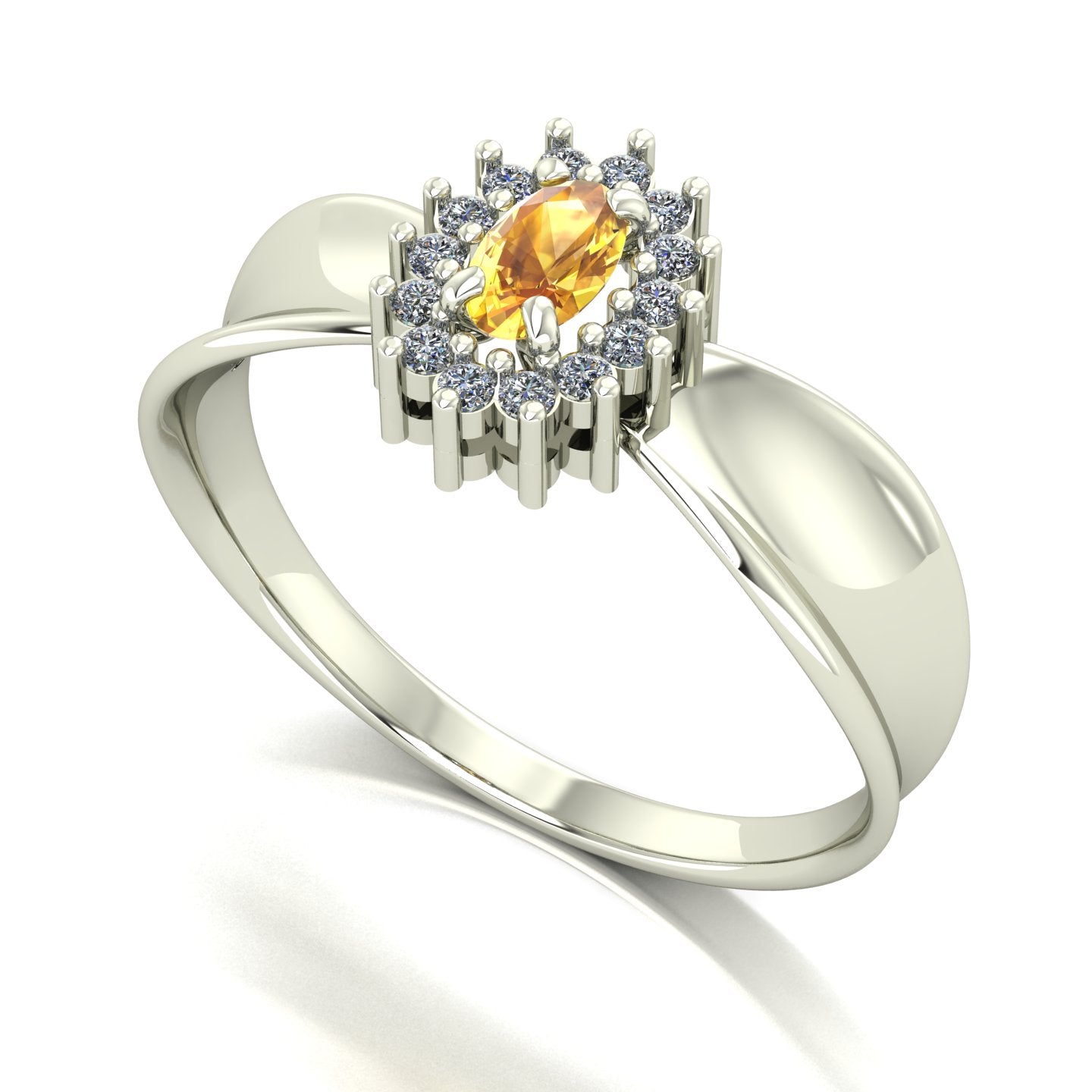 Anel Sovereign Citrino e Diamantes Ouro 18k