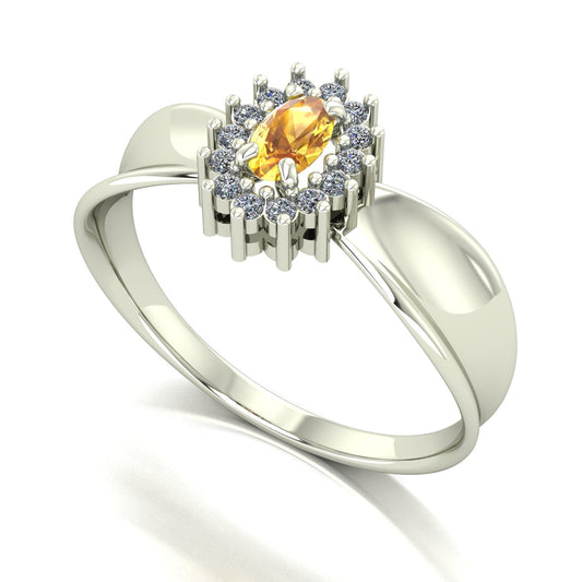 Anel Sovereign Citrino e Diamantes Ouro 18k